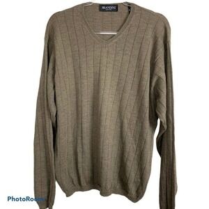 Brandini Wool V-neck Taupe Pullover Sweater
